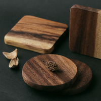 Sous-verre en bois blanc avec Logo personnalisé, petite Table ronde et carrée, à emporter pour verre, 1 pièce