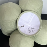 Kippa personnalisée en lin vert sauge et vert avocat avec doublure imprimée – Mariage, Bar Mitzvah, Judaica – Vente en gros