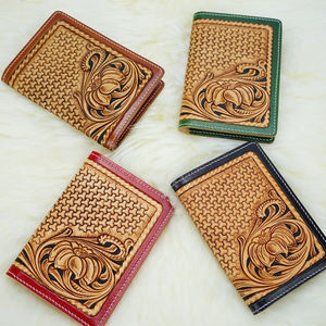 Portefeuilles en cuir véritable pour hommes, fabriqués à la main, fabriqués à la main, de style occidental, de qualité supérieure - Product Image 1