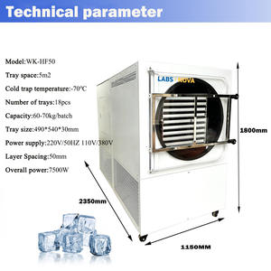 Máquina de Secado por Congelación de Alimentos de Uso Industrial, 18 Bandejas, 5m2 -70, 60-70kg, para Frutas, Verduras, Manzana, Aguacate, Plátano y Carambola - Product Image 6