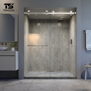 Porte de douche coulissante sans cadre de luxe <span class=keywords><strong>ENSON</strong></span>, directement de l'usine, en verre trempé, durable, moderne, étanche, pour salle de bain, garantie 5 ans - Product Image 1