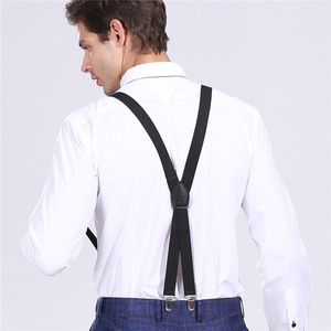 Hamocigia Clip Work Apron for the Wedding Custom Design Logo 4 Clips Elastic Button <strong>Trouser</strong> Brace Suspenders <strong>Belt</strong> for Men - Product Image 6
