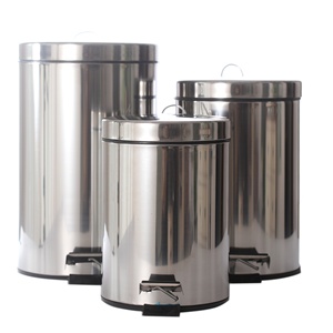 Free Hand Operation Pedal Stainless Steel Bin Waste Garbage Rubbish Trash Can Silver Home Kitchen Lid Step Pedal Waste Bin