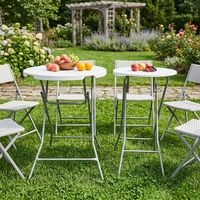 Vente en gros en usine Table pliante ronde blanche en plastique portable Dia 60cm 80cm pour hôtel Bar de fête Tables de cocktail