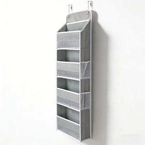 Gray Over the Door Hanging Organizer, 6-Tier Storage Bag with Reinforced <b>Hooks</b> and Mesh Pockets for Home Organization - Product Image 2