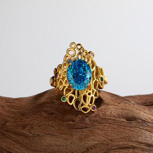 Cao Carbon Kim Cương <span class=keywords><strong>Ice</strong></span> Cut Nhẫn Nữ S925 Sterling Bạc dát Tổ Ong Hollow Thiết Kế Nhiều Màu - Product Image 2