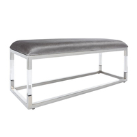 Tabouret d'extrémité de chambre à coucher avec cadre en acier inoxydable doré de luxe Bancs en acrylique velours au design minimaliste pour salle de sport, hôtel et atelier