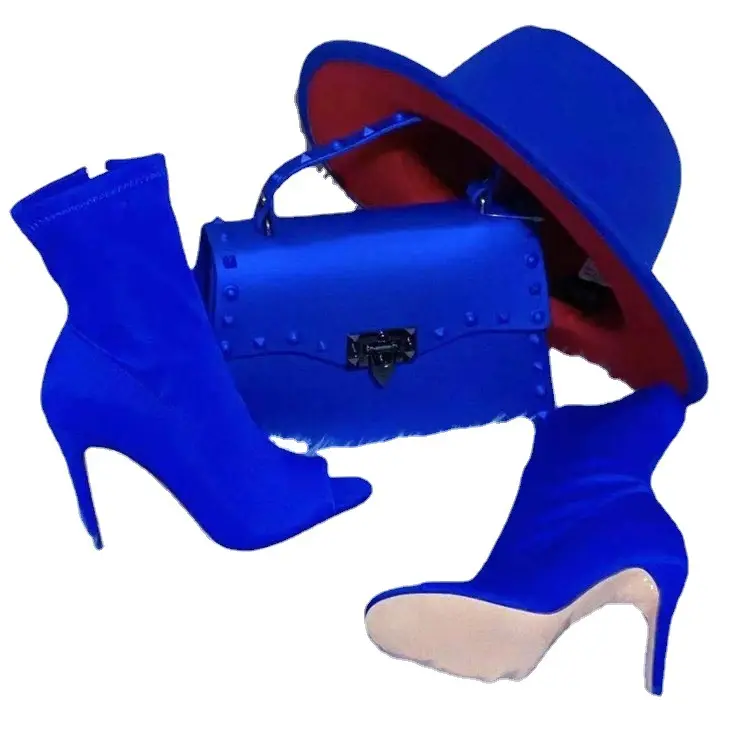 fashion designer women party shoe and bags set gold high heel sandals women