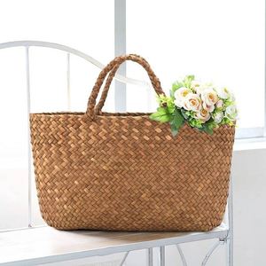 Bolsos de Coco con Asa Larga, Bolsos de Paja Trenzada con Diseño de Chevrons, Bolsos de Mano Tejidos de Plástico Mexicano - Product Image 2