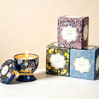 Lilin Aromaterapi Kedelai Beraroma Vintage dalam Kaleng dengan Bunga Kering Grosir