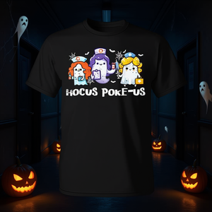 Hocus Poke Us Halloween Ghost Nurse T-Shirt Costume Scrub Top pour femme - Product Image 1