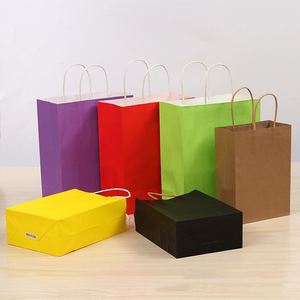 Wholesale Full Logo Printed Shopping Bag Handle Brown and White Kraft Paper Bags With Customized Brand - Product Image 2