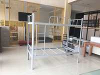 Lit superposé à double étage avec cadre en métal pour dortoir et appartement étudiant, design moderne et simple