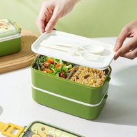 Boîte à lunch pour enfants en acier inoxydable 304, boîte à lunch portable grande capacité pour étudiants, boîte à bento à double couche avec poignée