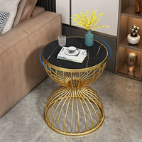 Table d'appoint ronde moderne en acier inoxydable et marbre pour salon, chambre, hôtel et villa