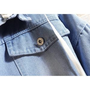 Chaqueta de Mezclilla para Hombre Babyhealthy con Capucha, Estilo Casual, con Botones, Tipo Trucker, con Parches, Resistente al Viento - Product Image 5