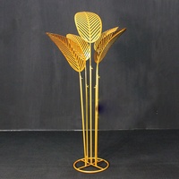 Grande Décoration de Scène de Mariage en Feuilles Métalliques, Ornements en Feuilles de Palmier Dorées, Décoration de Fond de Mariage en Métal, Décoration de Fête en Fer Forgé en Forme de Feuille