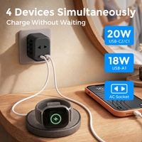 Adaptador de Enchufe Internacional Worldplug GaN de 20 W con Carga Rápida y Doble Puerto USB, Adaptador de Viaje Universal, Enchufe de Pared para Viajes en Estados Unidos