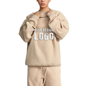 Street Casual Crewneck Plus Fleece Oversized Men's Sweatshirt Wholesale OEM Washed Vintage Loose Mens Sweatshirts Hoodies - Product Image 4