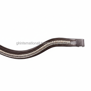 Cadena de Latón o Plata Hecha a Mano con Incrustaciones de Cuero Genuino Negro y Marrón para Banda Frontal de Caballo, Tamaño Cob Completo Extra Grande - Product Image 1