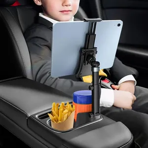 Tempat ponsel cangkir mobil, dudukan telepon dasbor multifungsi, pemasangan tengah Tumpuk, hitam PP + ABS + silikon pengatur minuman Interior mobil - Product Image 3