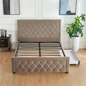 Diseños de alta calidad King Queen <span class=keywords><strong>cama</strong></span> de almacenamiento de tela de terciopelo tapizado de tamaño <span class=keywords><strong>doble</strong></span> con cabeceros de marco de <span class=keywords><strong>cama</strong></span> - Product Image 2