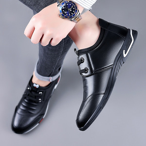 Chaussures décontractées en cuir à lacets pour hommes, bout rond, dessus en cuir véritable, semelle extérieure en caoutchouc, confortables, mode automne, chaussures bateau - Product Image 3