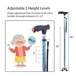 Customized Nordic light Led light 3 rubber feet cover Adjustable folding old Canes for elderly people - Product Image 5