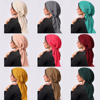 Zifeng OEM – Nouveau turban tricoté rayé à longues lanières, chapeau hijab pour femmes musulmanes, vente chaude