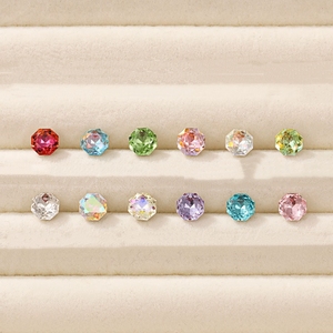 ต่างหูคริสตัลทรงแปดเหลี่ยมสีชมพูเงางามพิเศษ เกรด 5A+ ด้านหลังแบบแบน ไม่ก่อให้เกิดอาการแพ้ ทำจากไทเทเนียมทางการแพทย์ - Product Image 1