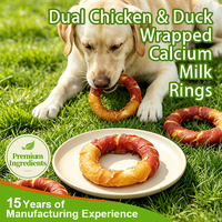 Friandises pour chiens : Bouchées de viande séchée de poulet et de canard, enveloppées de lait de chèvre et de calcium, pour l'entraînement et la santé dentaire, directement de l'usine