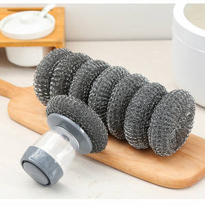 Brosse de nettoyage de vaisselle de distribution de savon de cuisine de brosse à vaisselle de nettoyage de <span class=keywords><strong>maison</strong></span> avec le récureur d'acier inoxydable de remplacement - Product Image 3