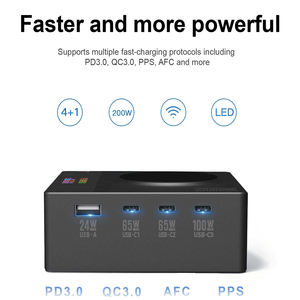 Estación de Carga USB Power 200H 200W con Carga Rápida Inalámbrica PD3.0 de 5 Puertos y Pantalla para Teléfono Celular - Product Image 2