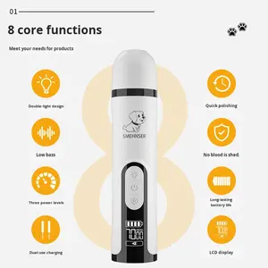 Penggiling Kuku Hewan Peliharaan Otomatis Daya Tinggi LED Lampu Ganda Pengisian Listrik Clipper Perawatan Kucing Anjing M5 ABS - Product Image 2