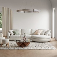 Canapé industriel haut de gamme à accoudoirs roulés, en tissu lin, résistant aux taches, avec commande par application, design confortable, pour appartement et mobilier de maison