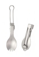 Fourchette-cuillère pliante en titane ultralégère, ustensile de camping, couverts d'extérieur pour la randonnée, le trekking, la survie, l'aventure, avec étui