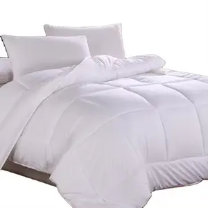 थोक आधुनिक लक्जरी सस्ते कम्फ़र्टर गर्म होटल ठोस रंग 100% सूती सफेद बिस्तर सेट