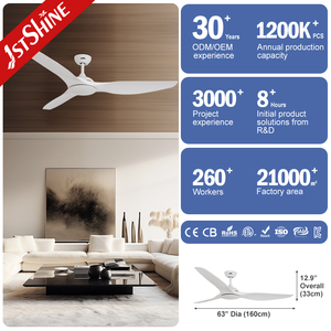 1stshine Ventilateur de plafond 63 pouces Moteur DC <span class=keywords><strong>Grande</strong></span> taille Silencieux Ventilateur de plafond blanc intelligent Télécommande - Product Image 3