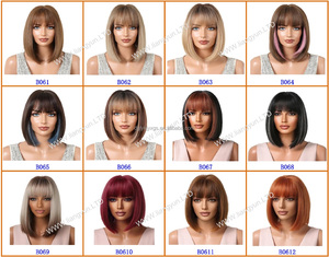 Perruques courtes droites pour femmes WB06 <span class=keywords><strong>avec</strong></span> <span class=keywords><strong>frange</strong></span>, effet <span class=keywords><strong>dégradé</strong></span> ombré, en fibre synthétique, style bandeau, très vendues - Product Image 6