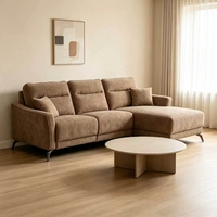 Canapé d'angle modulaire de luxe moderne en forme de L avec chaise longue et surface en tissu confortable pour appartement, hôtel et villa