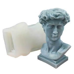 Irrégulier 3D facile Fine classique Religion tête <span class=keywords><strong>de</strong></span> David Statue forme Silicone moule pour bricolage ciment résine fleur Vase bougeoir - Product Image 5
