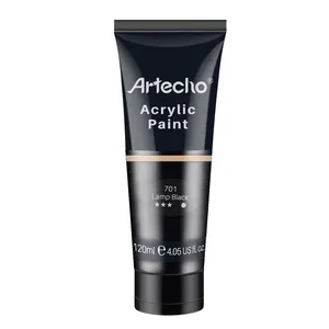 Artecho Acrylic Paint for Art Paints, Decorate, Lamp Black 4.05 Ounce/120ml Acrylic Paint Supplies for Wood, Fabric, Crafts