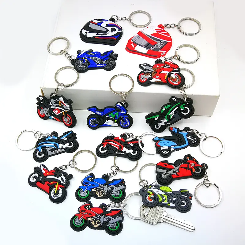 कुंजी अंगूठी रंगीन कार्टून मोटरसाइकिल keychains फैशन शांत डिजाइन पुरुषों कार की चाबियाँ के लिए कुंजी धारक बैग trinkets कस्टम थोक