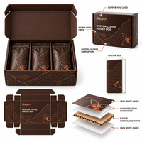Boîte d'expédition personnalisée pour café, carton ondulé, emballage brun avec feuille de cuivre pour livraison au détail