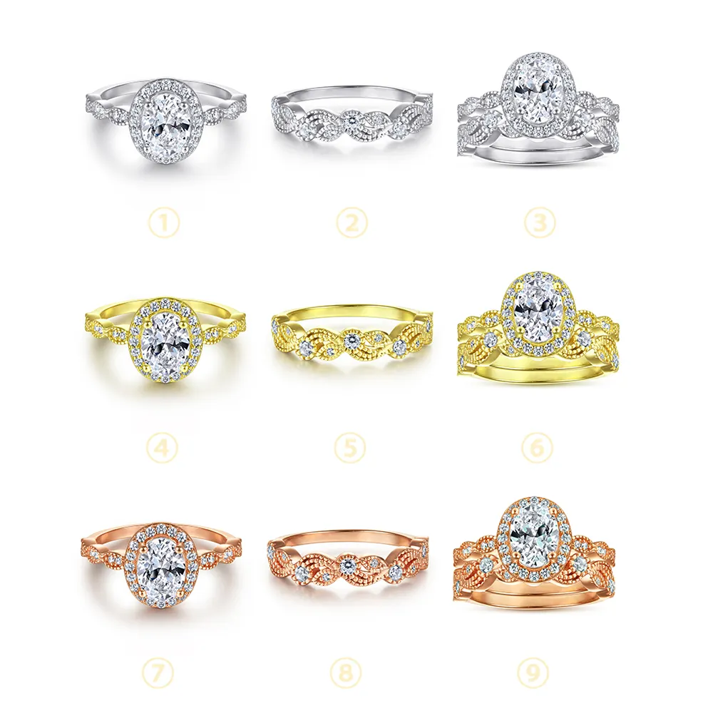 Wedding Ring Gold 18K Plating, Vergulde Wedding Ring Set, 18K White Gold Ring Sieraden Vrouwen Bruiloft