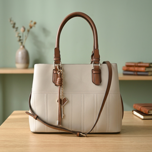 Sac fourre-tout décontracté en cuir PU bicolore, grande capacité, sac à bandoulière avec fermeture éclair, pour le bureau et l'usage quotidien, pour femme - Product Image 2
