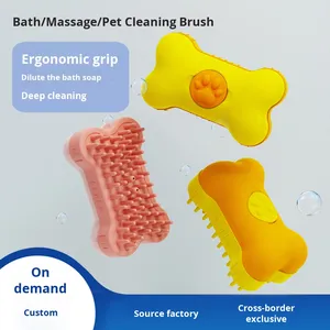 2025 nuevo diseño cepillo de baño de limpieza de mascotas en forma de hueso cepillo de masaje de depilación flotante de plástico para perros y gatos para uso transfronterizo - Product Image 2