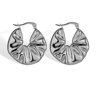 Boucles d'oreilles créoles tendance en argent sterling 925 plaqué or 18 carats et rhodium, texture fine, certifiées, pour mariages et soirées