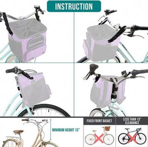Free Sample Dog Bike Basket, Soft-Sided Ventilated Dog Bike Carrier <b>Backpack</b>, Dog Pet Bicycle Basket for Bike Handlebar, <b>cat</b> - Product Image 5