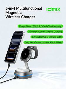 IDMIX Cargador Inalámbrico Magnético Plegable 3 en 1 de 15W para iPhone, Apple Watch y AirPods - Product Image 2